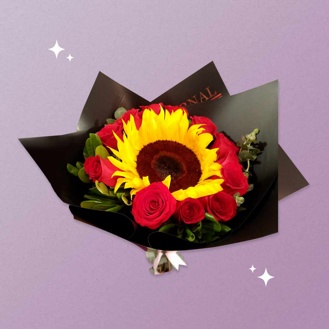 Bouquet-de-rosas-y-girasol